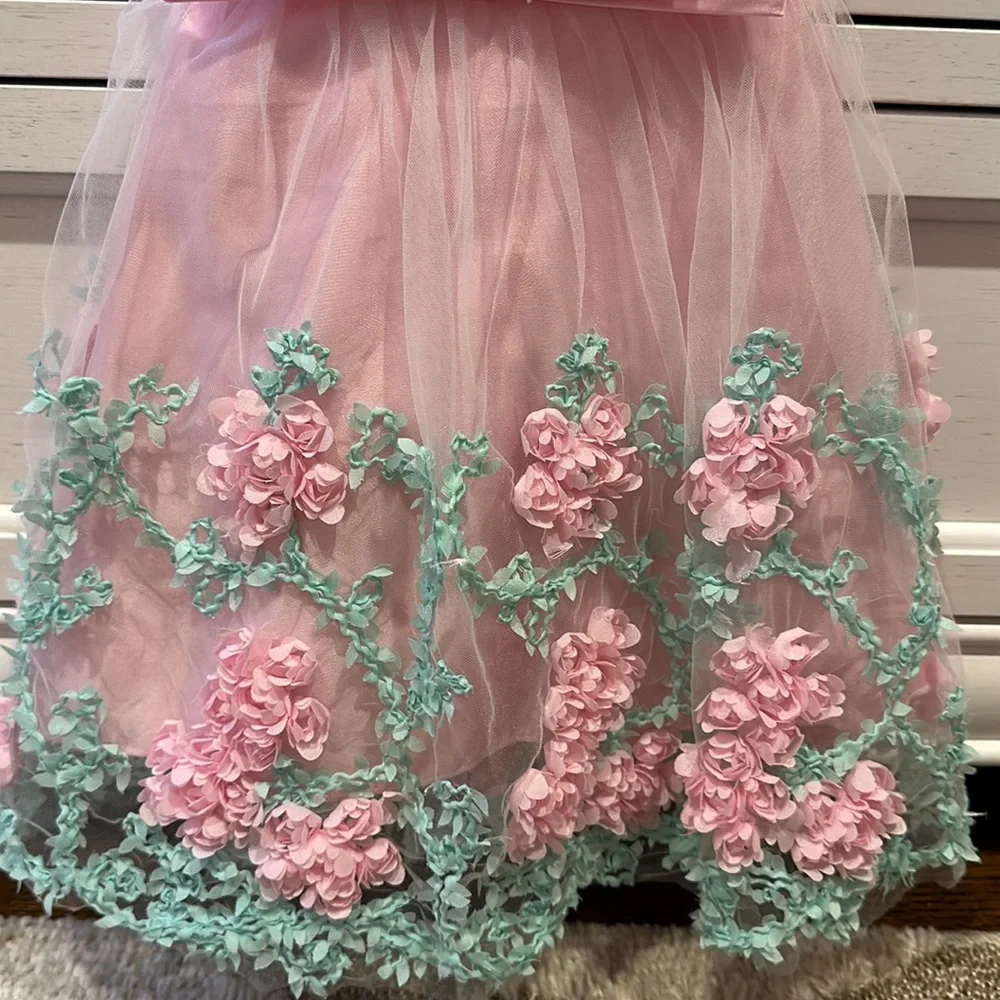 Baby Girl Floral Pink Formal Dress - Picture 2 of 5